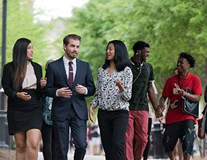 group of coles student outside having a conversation